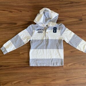 1989 Place Gray and White 3-4 button Striped Long Sleeve with Hood Size S (5-6)